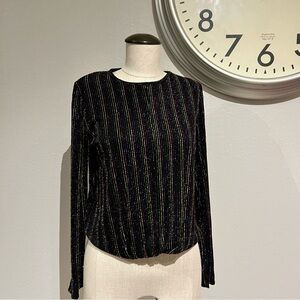 Heart Hips Black Multicolored Striped Blouse